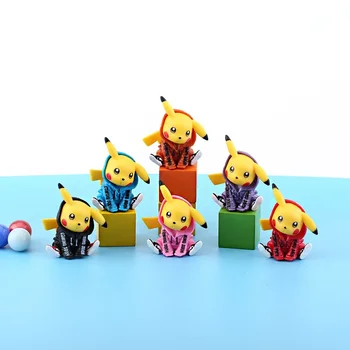 6-gabals, kas Pikaču rotājumi Pokemon animācija perifērijas Dzimšanas dienas kūka apdare, rotājumi Pikachu rotaļlietu figūriņas Skaitļi