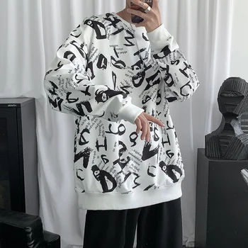 Vīriešu hip hop trikotāžas Džemperis Džemperis iespiesti Iela kleita Harajuku rudens liels, moderns ikdienas Džemperis