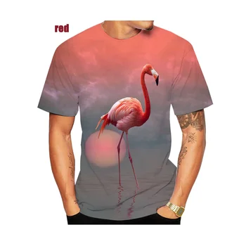 Vasarā Karstā Pārdošana Jaunu modes flamingo 3D drukāšana, Dizains, T-krekli Vīriešu un Sieviešu Modes Īsām Piedurknēm Gadījuma T-krekls