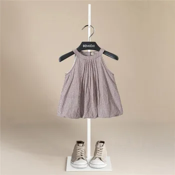Ir 2021. Gudrs Veste Linga Kokvilnas Bērnu Baby Girl Kokvilnas Kleita Bez Piedurknēm-Line Kleitas Ikdienas Apģērbu Mini Princese Apģērbs