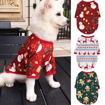 Jaunais Ziemassvētku Suņu Apģērbu Kokvilnas Mājdzīvnieku Apģērbu Hoodies Maziem Suņiem, Kaķiem, Veste, Krekls Kucēnu Suņu Kostīmu Chihuahua Jorki Apģērbs