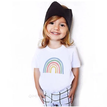1-12Y Ikdienas Stila Bērnu Vasaras T krekls Balts Bērnu Īsām Piedurknēm T-krekls Toddler Varavīksnes Tees Zēns Meitene Stilīgs Apģērbs