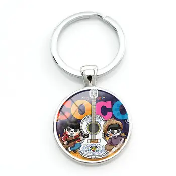 Disney Coco Rakstzīmes Keychain Soma Auto Keyring Kulons Stikla Cabochon Keychains Meitenes Zēni Dāvanas Radošās Dizaina Rotaslietas DSN655