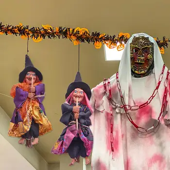 1Pc Karājas Šausmu Ragana Statuetes Halloween DIY Apdare Kulons Rotājumi Puses Dārza Svētku Zāliena, Patio Dekori