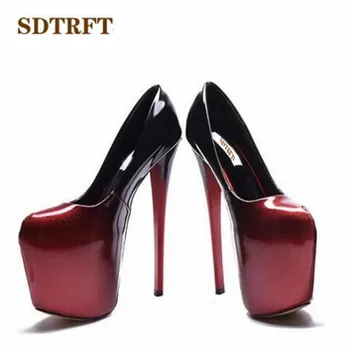 SDTRFT Duncis Pavasara/Rudens Platformas kurpes sieviete 20cm Plānas augstpapēžu seksīgu Apaļu Purngalu kāzu sūkņi Plus:35-45 46 47 zapatos
