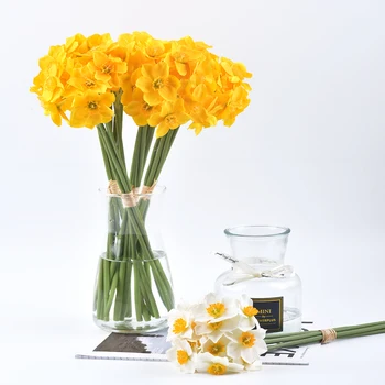 1PC Mākslīgā Narcises, Ziedu Pušķis, Mājas Apdare Viltus Darbvirsmas Ziedi Kāzu Skatuves Dekori Narcise.
