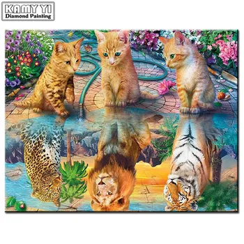 5d Dimanta Krāsošana Jaunumiem, Kaķis, Tīģeris, Lauva, Leopards Pilnu Kvadrātveida, Apaļas Dimanta Izšuvumi ainavas, Diamond Mozaīkas Mākslas Dzīvnieki