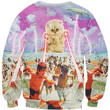 Kaķēns Lāzera Kaķi 3D Iespiesti sporta Krekls Zibens Beach Grafiskais O-veida Kakla Hoodies Kosmosa Galaxy Džemperi, Vīriešu, Sieviešu Topi Apģērbi