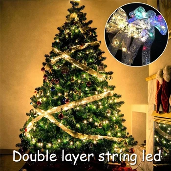 5MLED Dubultā Slāņa Gaismas Stīgas Ziemassvētku LED Spīd Lente Loki Eglīšu Rotājumi, Jaunā Gada 2022 Navidad Puse Mājas Dekoru