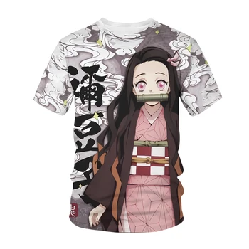 Demon Slayer Harajuku Anime T-kreklu apdruka Vīriešu Sieviešu Kimetsu Nav Yaiba 3d Drukāšanas Streetwear Modes Hip Hop Top Jaunums