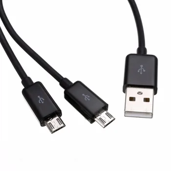 Augstas Kvalitātes Universālo USB 2.0 Dual 2 Micro USB 2.0 Vīriešu Y Sadalītāja Datu Lādētāja Kabeli Vadu 0,2 M/0.65 FT/1M/3FT Melns/Balts
