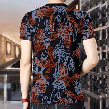 3D iespiesti īsām piedurknēm moderns T-krekls vīriešu vasaras Ķīniešu stilā Tenglong plus mēslojumu, lai palielinātu vīriešu apģērbu jebkuru savvaļas