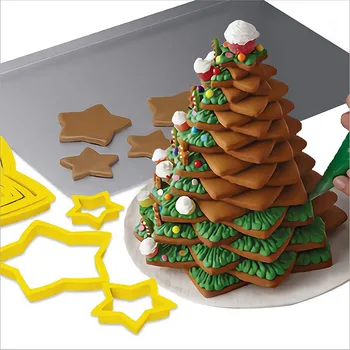 6PCS/Set Ziemassvētku Eglīte Cookie Cutter Pelējuma Zvaigznes Formas Pomādes Cepumu Kūka Kuteris Veidnes 3D Kūka Dekorēšanas Instrumentiem Cepšanas Veidnes
