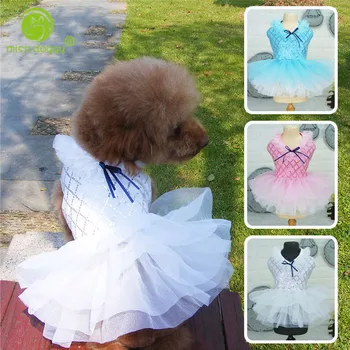 Modes Vasaras Stila Tīkla Vizuļi Suns Kleita Suņu Princese Kleitas Pet Dzijas Svārki Apģērba Piederumi S-XXL