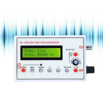 DDS Signālu Ģeneratoru, LCD Displejs, 1 hz-500KHz Funkcionālās Sine Trīsstūris, Kvadrāts, Frekvenču Sawtooth Vilnis Vilnim FG-100 DC 3,7-10V