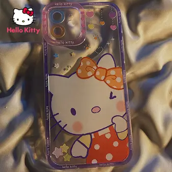Hello Kitty Tālrunis Lietā par iPhone 7/8P/X/XR/XS/XSMAX/11/12Pro Telefons Cute Karikatūra Pārredzamu Lietu Vāku