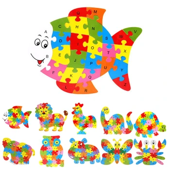 Bērnu Koka Alfabēta Dzīvnieku Puzzle Bērniem Numurus Angļu 26 Burti Mācību Izglītības Puzzle Rotaļlieta Uzskaiti Un Noteikt Apcietinājumu