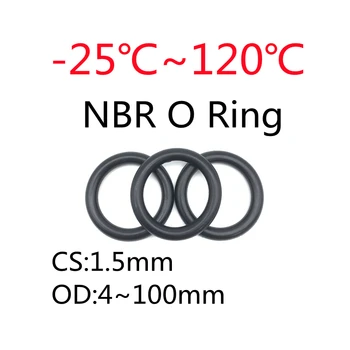 20pcs Black O Ring Blīvi CS 1.5 mm OD 4mm ~ 100mm NBR Automobiļu Nitrila Gumijas Kārtu O Tipa Korozijas, Eļļas Izturīgs Zīmogs Mazgātājs