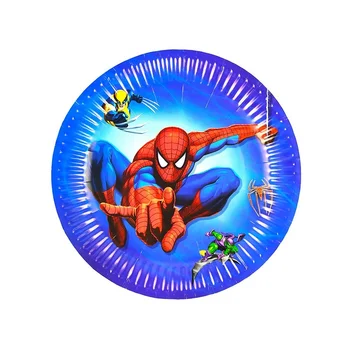Supervaroņa Zirnekļcilvēka Tēmu Dzimšanas Dienas Svinības Uzstādīt Apdare Papīra Kausa Loksnes Papīra Cepuri Autiņu Banner Bērniem Zēns Grupa Krājumi