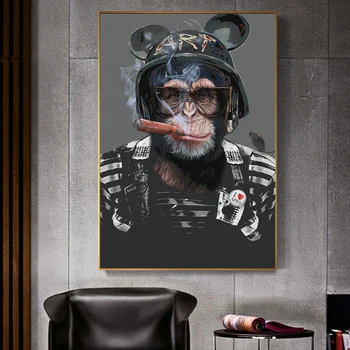Anotācija Dzīvnieku Armijas Ģenerālis Lauva, Tīģeris Orangutan Plakāti Ziemeļu Sienas Art Print Kanvas Glezna Dzīvojamo Istabu, Koridora Apdare