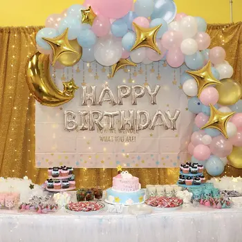 Mēness zelta un sudraba happy birthday alumīnija folijas gaisa balons partijas apdare pieaugušo bērnu dzimšanas dienas svinības baby dušas apdare
