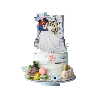 Jaunu 3D Krāsainu Kāzu Kūka Topper Akrila Rožu zelta Kundze & Kungs, kāzu Kūka Toppers Valentīna Diena dāvanu Rotājumi