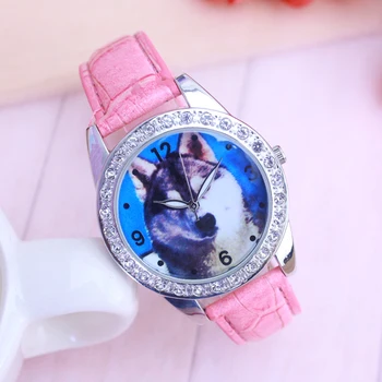 2018 sievietes, dāmas ādas kvarca rokassprādze pulksteņu modes jauki suns dimanta kristāla ikdienas pulkstenis rokas pulksteņi relogio feminino