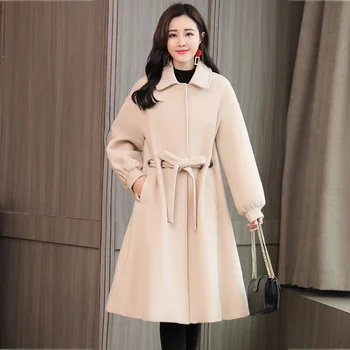 Biroja Dāma Ilgi Cietās Slim Gadījuma Ir 2021. Modes Sieviešu Vidējā Korejas Herf Ziemas Sieviešu Vilnas Jas Bomber Siltas Segas
