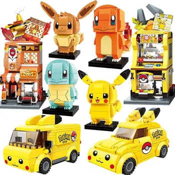 Īstu Anime Pokemon Attēls Celtniecības Bloki, Ķieģeļi, Pelējuma Karalis Pop To Pikachu Kawaii Rotaļlietas Bērniem Squirtle Modelis Komplekti, Dāvanu