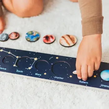 Bērni Saules Sistēmas Rotaļlietas 3D Telpā, Zvaigznes, Planētas, Zinātne, Radošs Jigsaw Izglītības IQ Uzlabot Koka Amatniecības Puzzle Mazulis Koka Puzles
