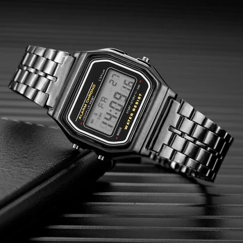 2022 Ciparu pulkstenis Vīriešiem Sievietēm Unisex Zelts, Sudrabs Nerūsējošā Tērauda Watchband Sporta Skatīties Armijas Militāro LED Elektronisko Vīriešu Pulkstenis