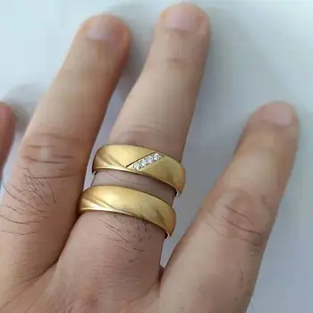 1 Pāra Mīlestību Alliance zelta pāru kāzu gredzeni komplekts vīriešiem un sievietēm, 18k zelta pārklājumu band viņa un viņas solījumu gredzena priekšlikums