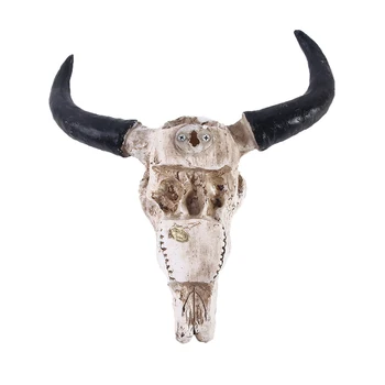 Longhorn Govs Galvaskausu Vadītājs Sienas Karājas Rotājumi Rotājumi 3D Savvaļas Dzīvnieku Ragi Skulptūru Figūriņas Sveķu Amatu Mājas Dekoru