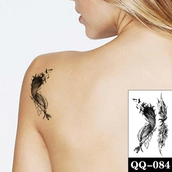 Ģeometrisko Aci Dieva Pagaidu Tetovējumu Uzlīmes Melnas Spalvas Totem Saule Viltus Tetovējumiem Ūdensizturīgs Tatoos Kakla Maza Izmēra Sieviešu, Vīriešu