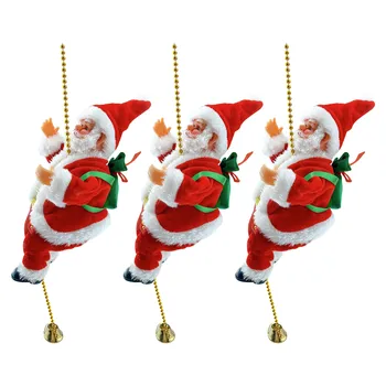 3pcs Santa Claus Kāpšanas Krelles Bateriju Darbināmas Elektriskās Kāpt Augšup un Lejup Kāpšana Santa Ar Mūziku, Ziemassvētku Dekori Rotājumi