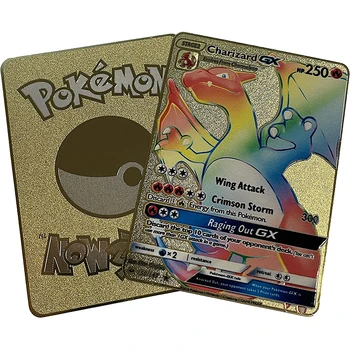 8.8*6.3 cm Pokemon Gold karti Charizard GX Varavīksnes Edition Karte - Kolektors ir Reti, Spīdīga Karte Bezmaksas piegāde