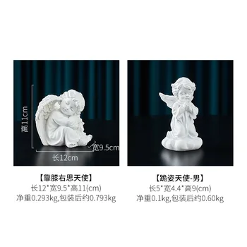 Balts Eņģelis Reliģisko Statuja Pasaku Dārzs Retro Modelis Mājas Dekorēšanas Piederumi Dzīves Telpu Dekorēšana, Kāzu Dekorēšana
