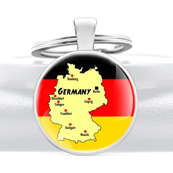 Vācijas Karogu Un Vācija Kartes Modelis Melna Krāsa Stikla Kupola Classic Keychains Vīrieši Sievietes Keyring Rotaslietas, Dāvanas