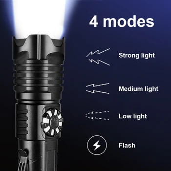 XHP180 LED Lukturīti spēcīgs Ilgi Zvanīja Taktiskais Kabatas 18650 XHP90 LED Lāpu Gaismas Lādējamu USB Flash gaismas Darba Lukturi