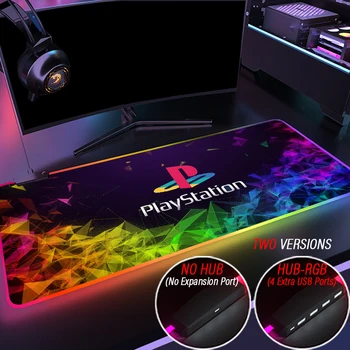 DIY Custom PlayStation 5 Biroja RGB Gaismas Peles Paliktņa Slīpums LED Backlit Spēļu peles paliktnis Ar HUB 4 Ports USB PS4 PS5 Galda Paklājiņš