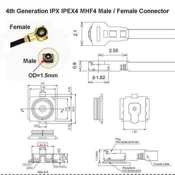 1GB MHF4 IPEX4 Sieviešu un Vīriešu IPX U. fl Savienotājs RF0.81 Kabeļu ANTENAS Koaksiālo Bize Džemperis, WIFI, 3G, 4G pagarinātāju 3cm 5cm 10cm