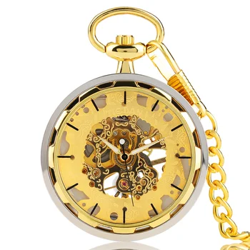 Slavenu Zīmolu TIEDAN Pārredzamu Skelets Mehāniskās Kabatas Pulksteņu Classic Atvērt Sejas Dizaina Puses-likvidācijas Vīriešu Pulkstenis 