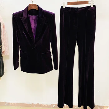 Ailigou Modes Gadījuma Uzvalks Sieviešu Rudens Un Ziemas New Augstas Kvalitātes Seksīga Samta Tērps, Sievietes, + Plaša Kāju Bikses Divu Gabals Ola Uzvalks