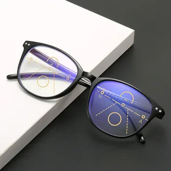 +1.0 līdz+4.0 Klasisks Lielizmēra Rāmis Presbyopic Brilles Anti-zila Gaisma Progresējoša Multifokāla Lasīšanas Brilles Sievietēm un Vīriešiem