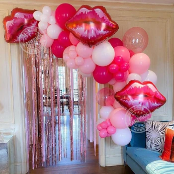 67pcs Diy Baloni Vainags Lūpu Balonu Rose Red Macaron Rozā Balonu Valentīna Diena Kāzu Puse, Apdares Meitene Dzimšanas diena