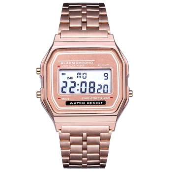 Sieviešu Pulksteņi 2022 Luksusa Rožu Zelta Taisnstūris Dial, Nerūsējošā Tērauda Watchband Digitālo Elektronisko LED Rokas pulksteni reloj mujer