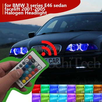 Eņģeļa Acis Tuning RGB LED Halo Auto Lukturi DRL Piederumi Pārbūvēt par BMW 3 sērija E46 sedana facelift 2001-05 Halogēnu Lukturu
