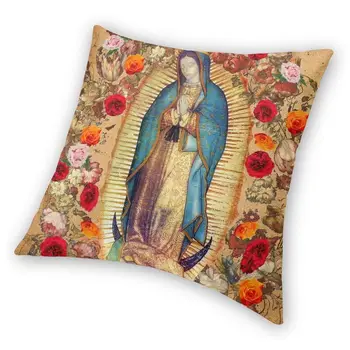 Our Lady Of Guadalupe Jaunavas Marijas Spilvens Segums 40x40 Apdare 3D Drukāšanas Katoļu Meksika Plakātu Mest Spilvena, lai Dīvāns