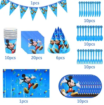 Disney Mickey Mouse Puses Piegādes Rotājumi Papīra Tases, Šķīvji Salvetes Banner Galdauts, Meitenes, Zēni, Dzimšanas Dienu, Bērnu Duša
