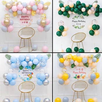 52pcs Macaron Balonu Fons Rozā, Zilā, Zaļā, Zelta Lateksa Baloni Vainags Komplekts Dzimšanas dienas svinības Rotājumi